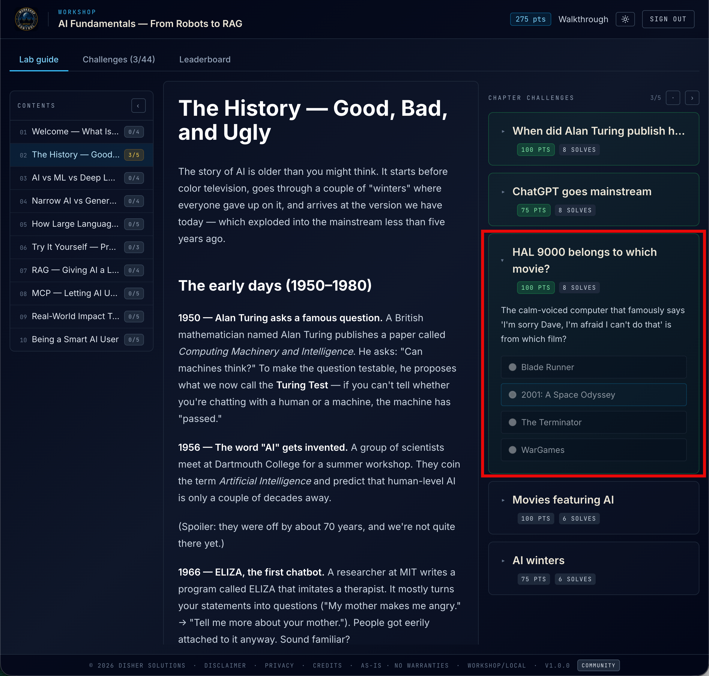 Participant view: correct-answer feedback
